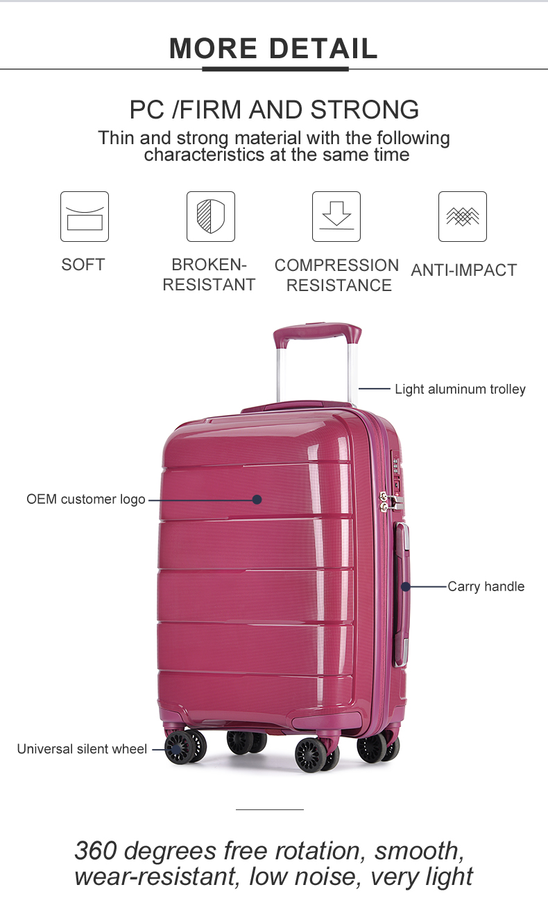 Thoto Sets 3 Piece PP Hard Case Luggage_04